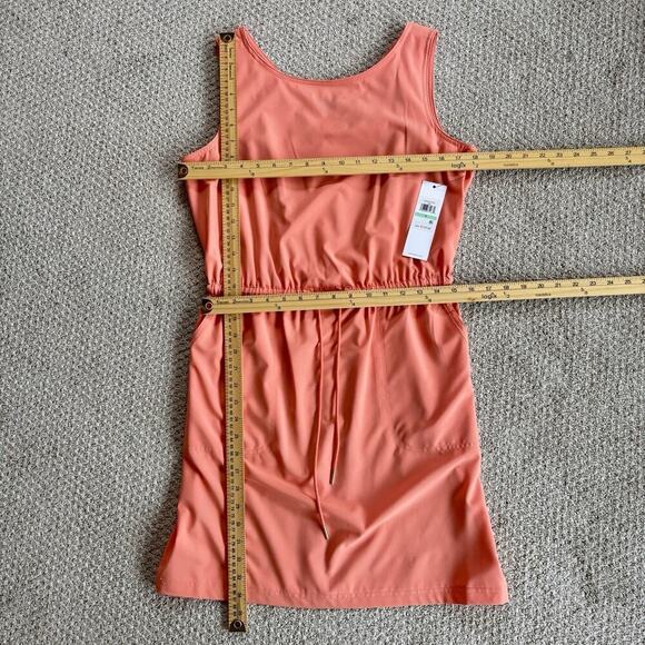 Calvin Klein Drawstring Shift Dress Sz 8 Sleeveless Coral Orange Pockets NEW - Picture 3 of 5